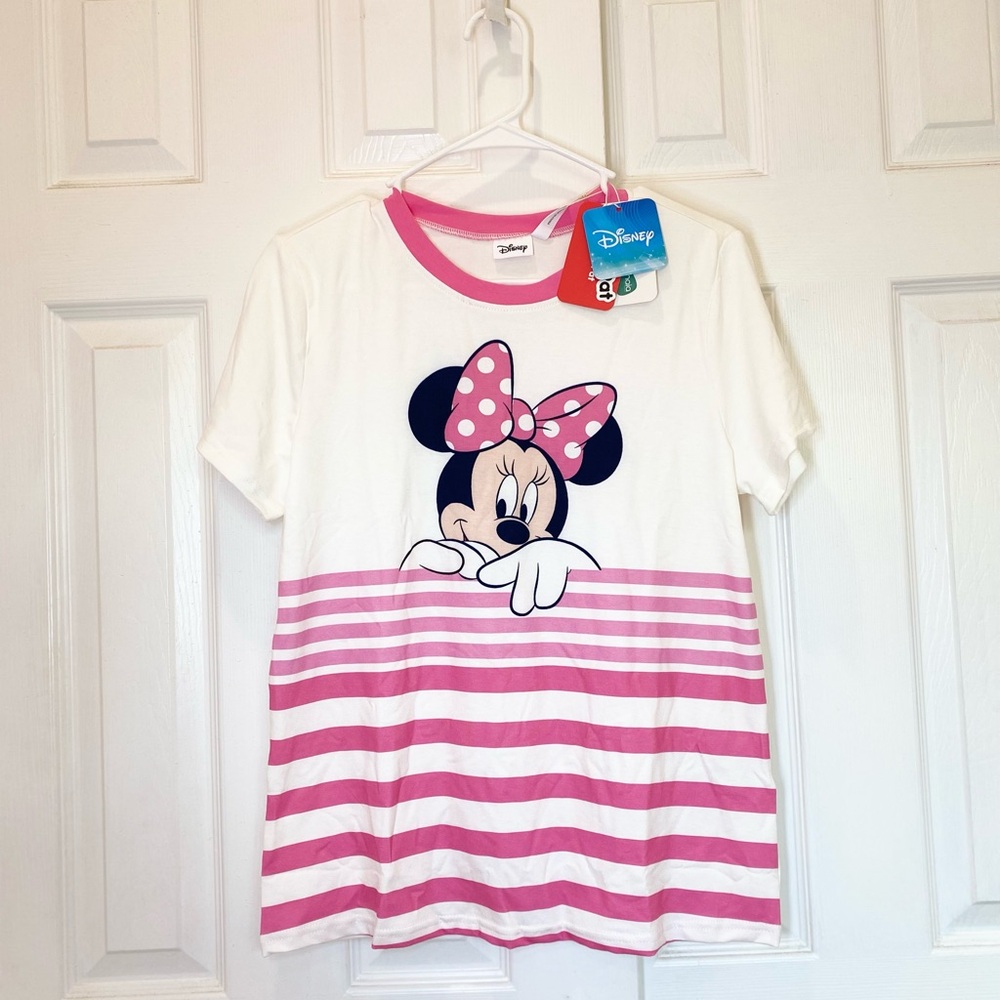 Women Disney T-Shirts Minnie Mouse Shirts with Pink Striped Print ( Naia™) - Picture 2 of 8